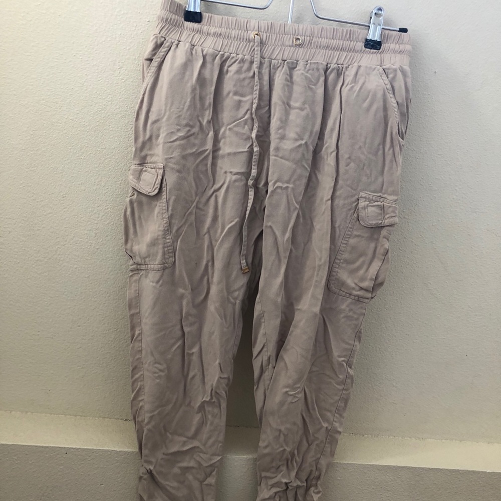Beige cargo joggers